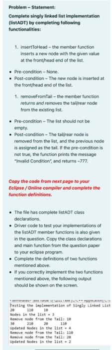  Data Structures and Objects CS203-lab (output screenshot) Problem - Statement: Complete