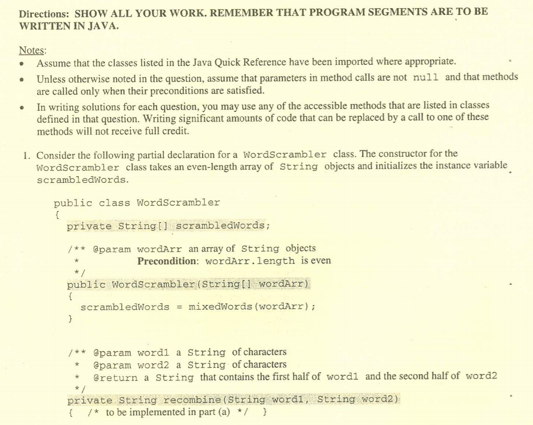 Please help me with question 1 (b). This is a Java coding