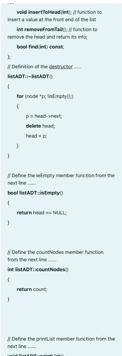 the front/head end of the list. Pre-condition - None. Post-condition - The