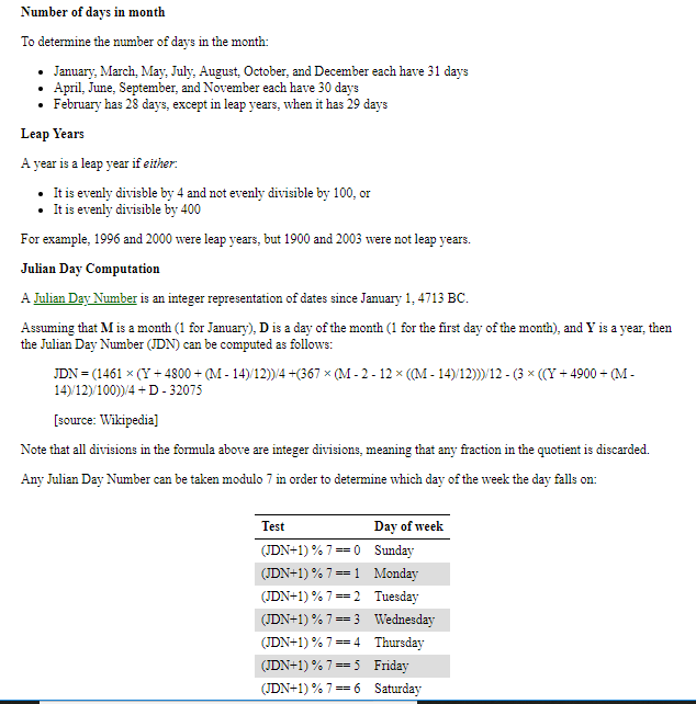 like the example with each box being 11 spaces wide, the days