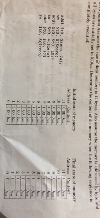  . pntsi Assume the size data ol datn memory is 12