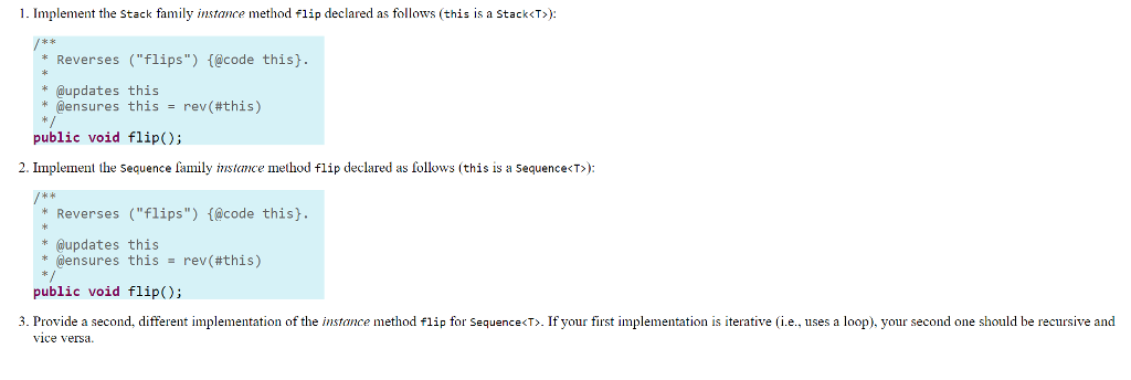 Implement the stack family instance method flip declared as follows (this