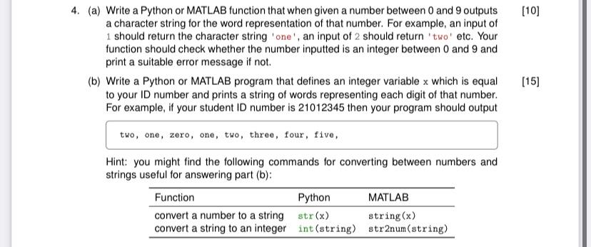 part b please in python [10] 4. (a) Write a Python or