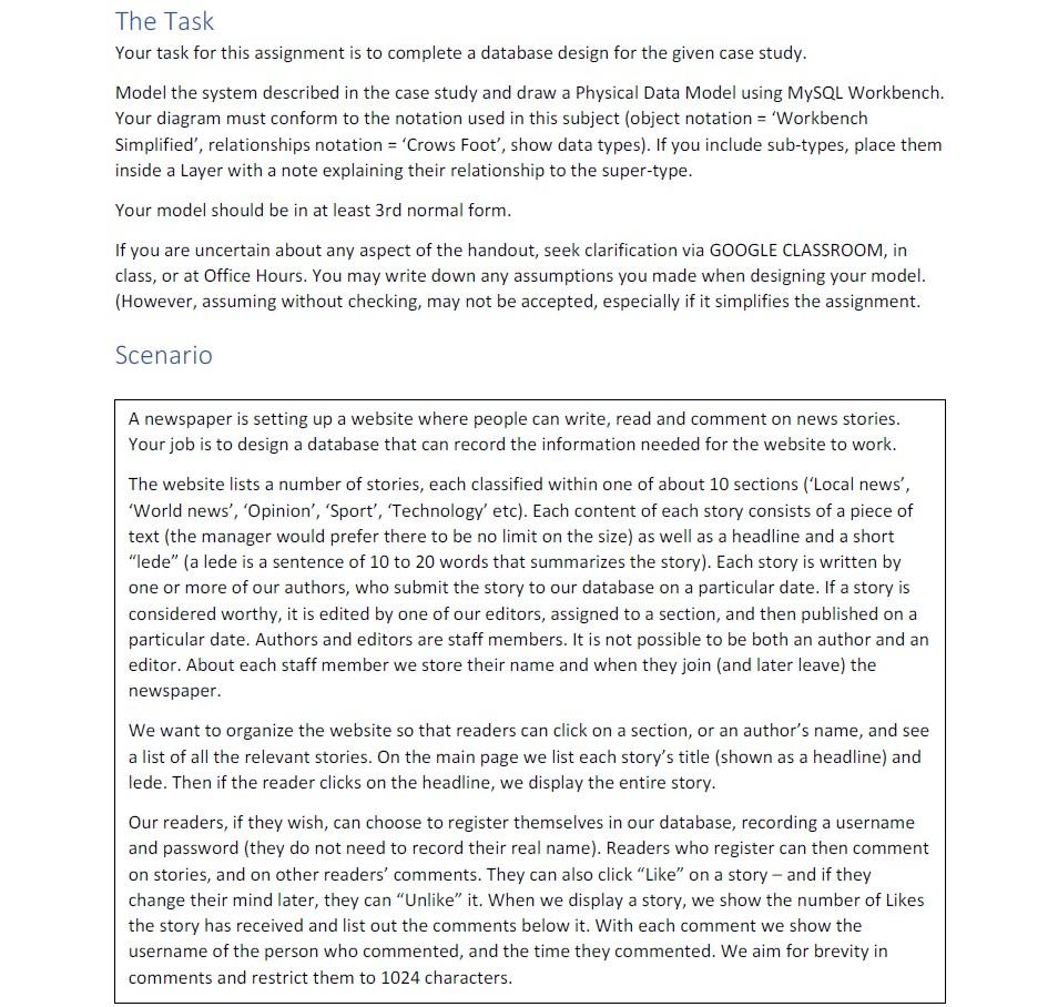  need physical design and it must be the third normalization form.