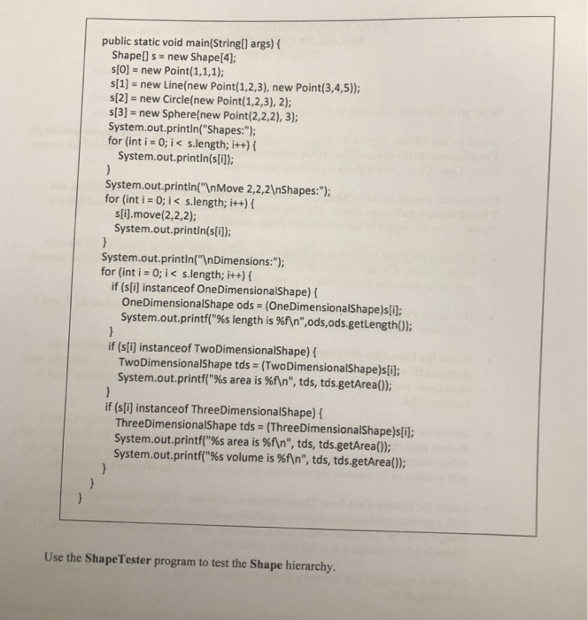 asking. 1. Write an inheritance hierarchy for classes of simple shapes. Create