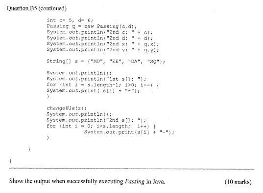 1 1 Show the output when successfully executing Passing in Java