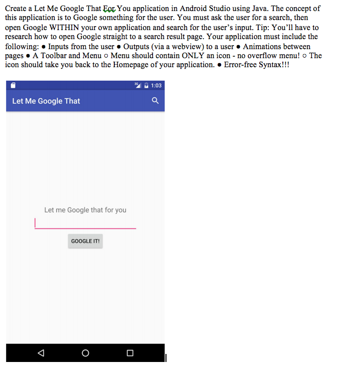 Create a Let Me Google That Eor You application in Android