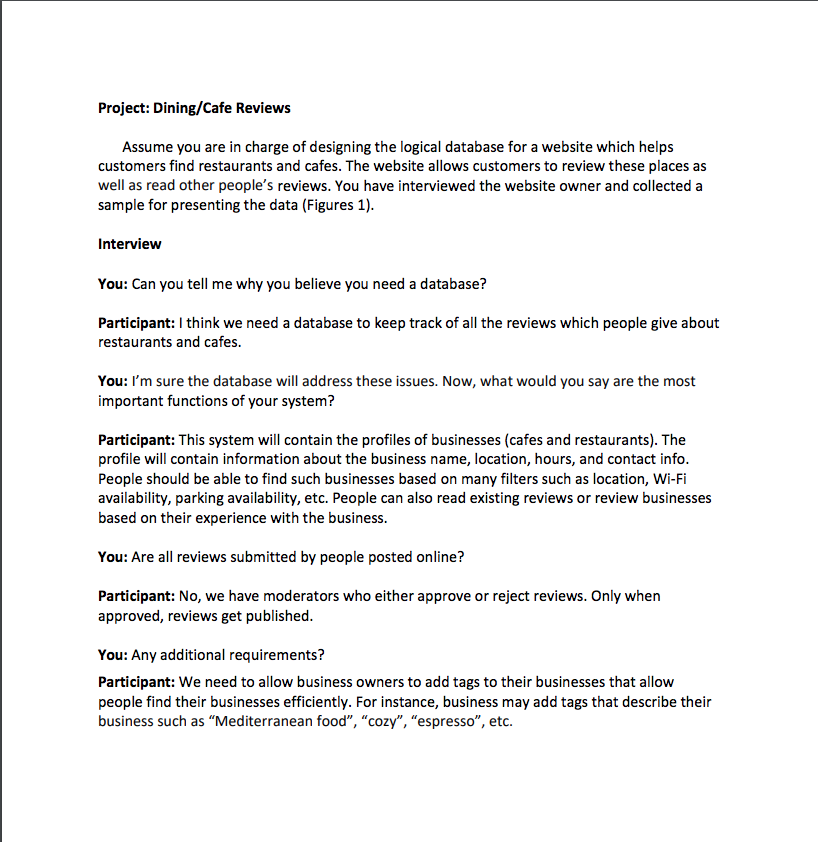 Then: Illustrate ER diagram including all tables, fields, relationships, type of participation,