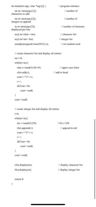a linked character list and a linked integer list and then display