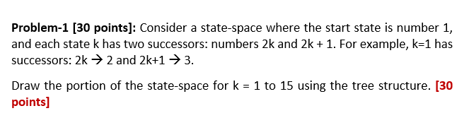  Problem-1 [30 points]: Consider a state-space where the start state is