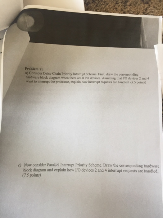  Consider Daisy Chain Priority Interrupt Scheme. First, draw the corresponding hardware
