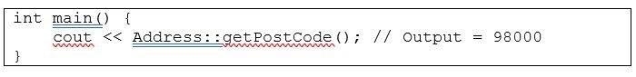 The following main function and its output are given. Class Address has