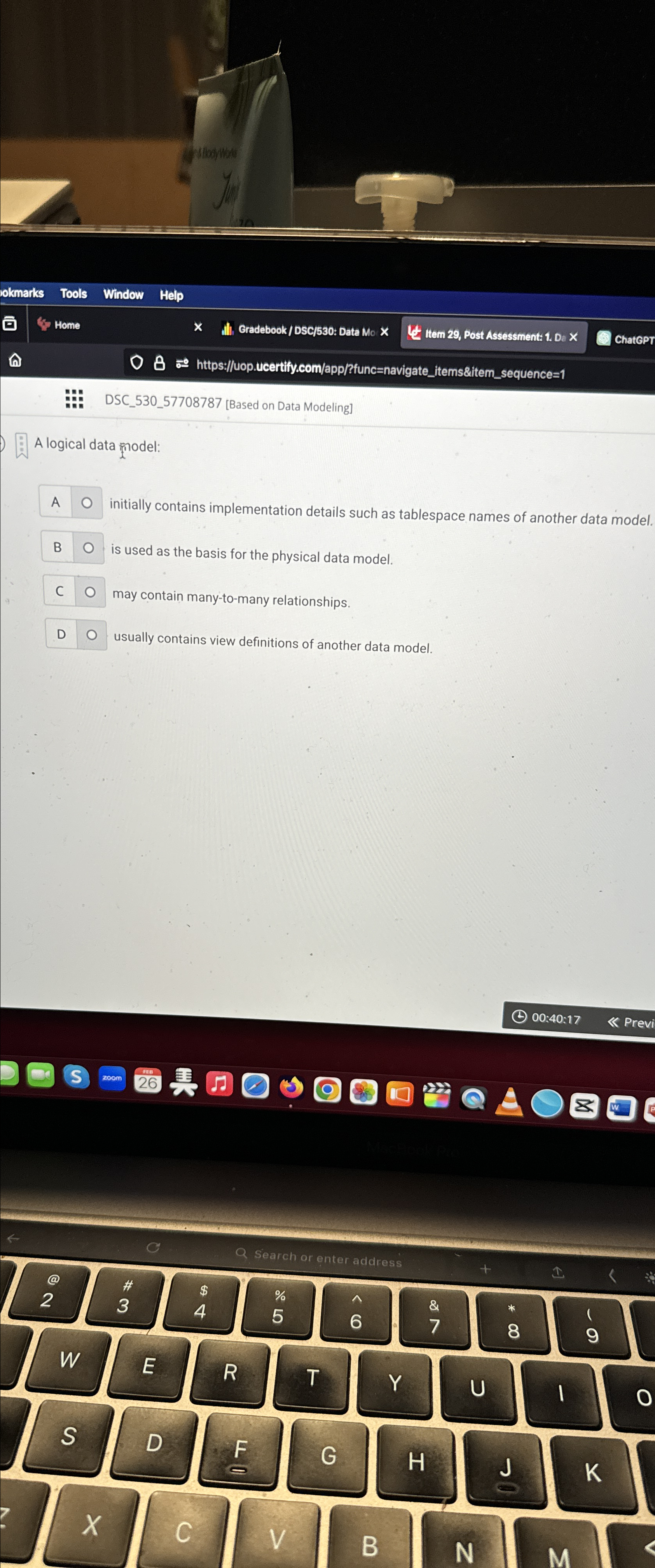  A logical data model: A O initially contains implementation details such