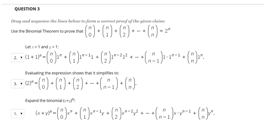 QUESTION 3 Drag and sequence the lines below to form a