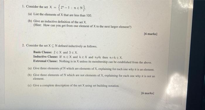  1. Consider the set X = { 21 1 : neN}