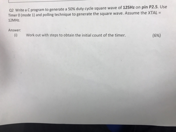  write a C program to generate a 50% duty cycle square