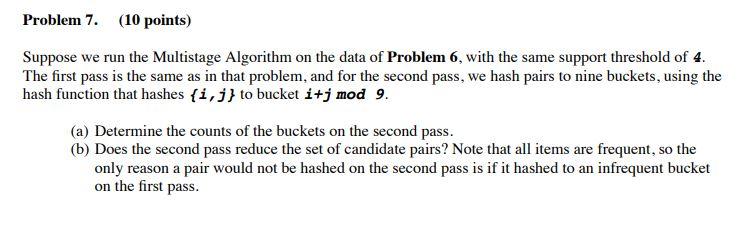  Problem 7. (10 points) Suppose we run the Multistage Algorithm on