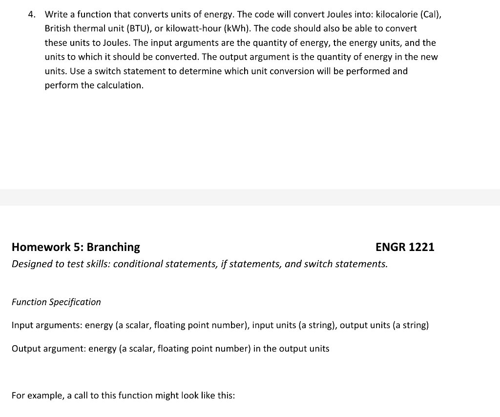  Please solve in Matlab! Write a function that converts units of
