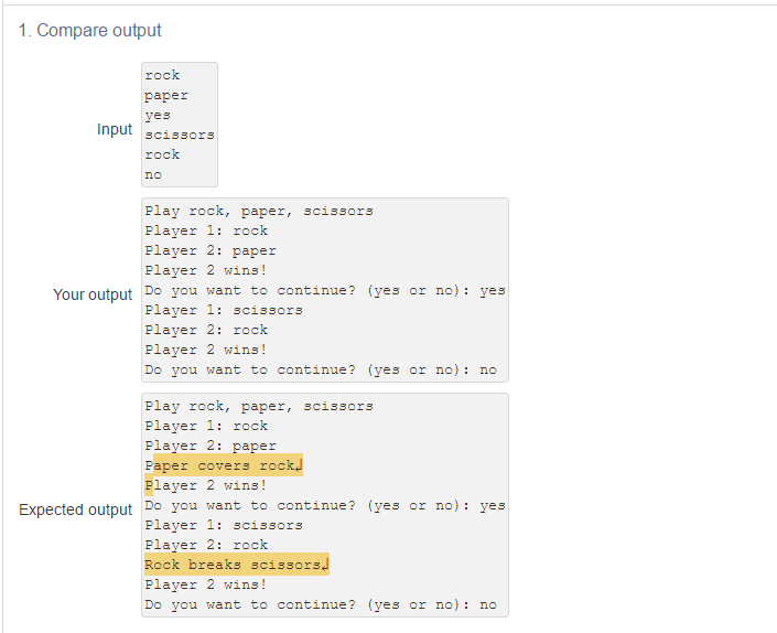 Help with this Code. C++ Question: Play the rock paper scissors game.