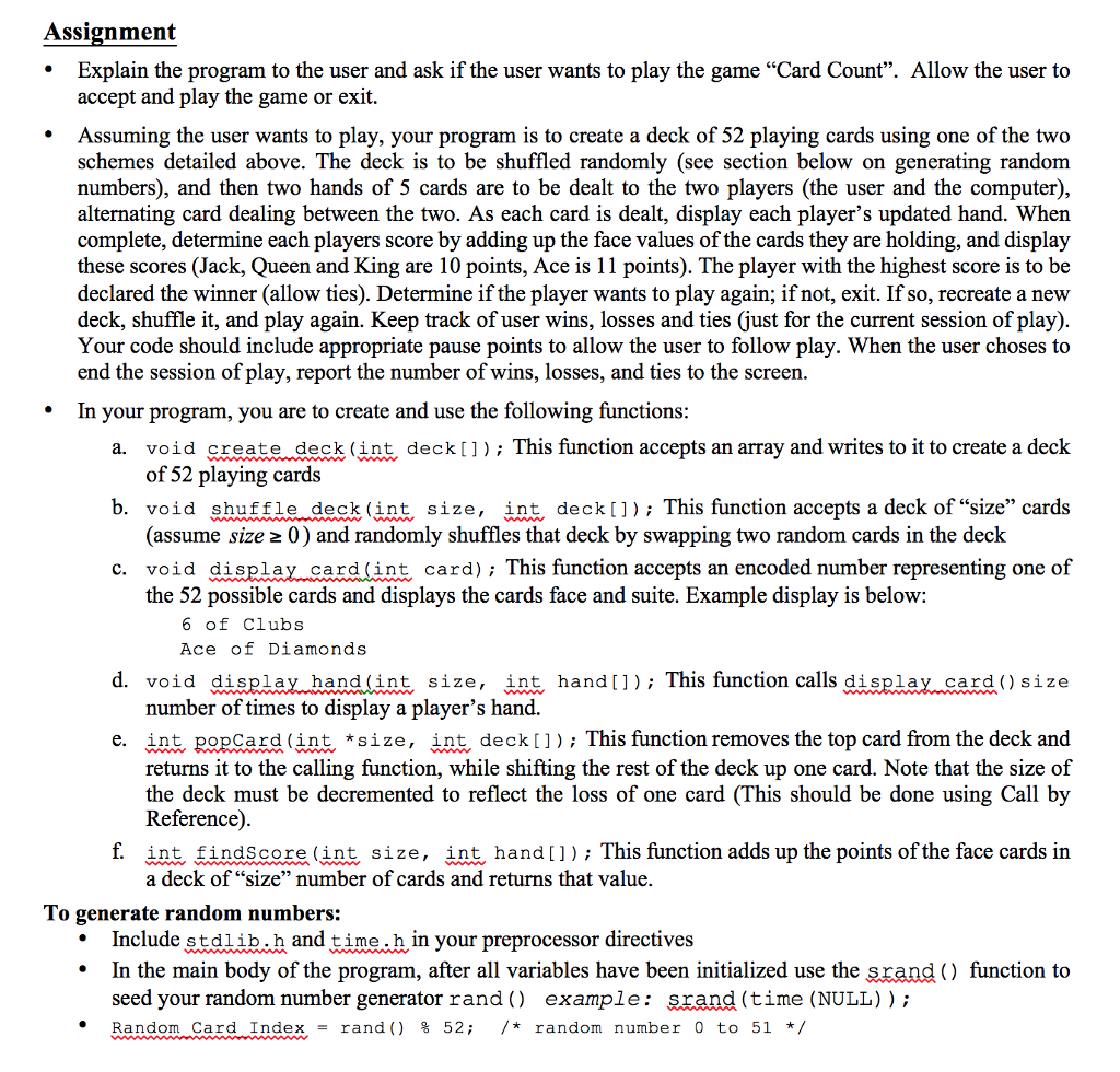things such as functions and arrays ----> Problem Description Many assignments for