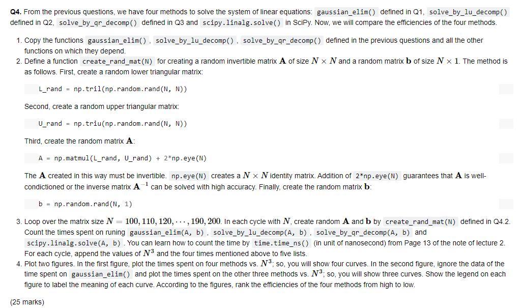 system of linear equations is expressed as Ax=b. 1. Define a function