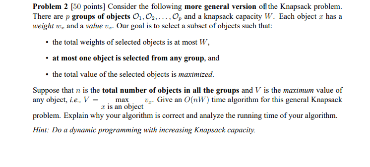  Problem 2 [50 points] Consider the following more general version of