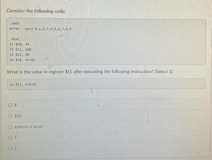 in MIPS. subi ste, $t1, 8 # Reg[Ste] = Ree Stij -