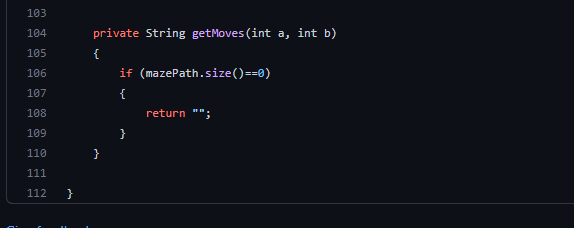 class MazeSolver cannot be applied to given types; String[]x=solver.getMoves(); required: int, int