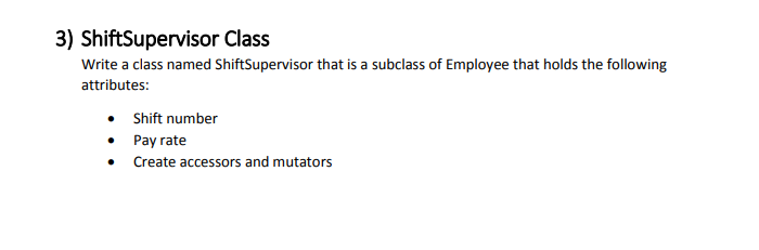 Employee class that keeps data attributes for the following pieces of information: