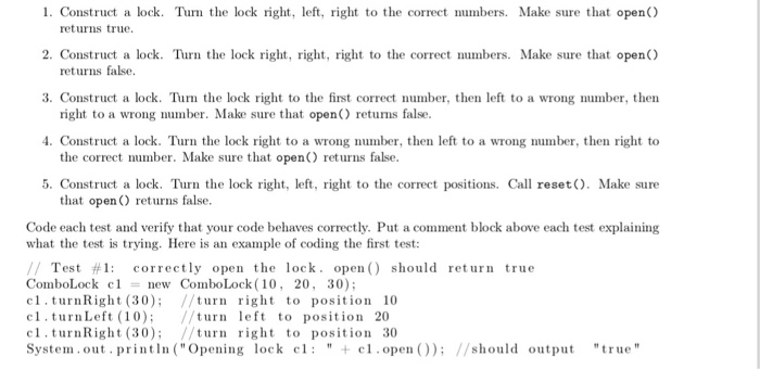 Assignment Description. Design a class called ComboLock that works like the nurnber