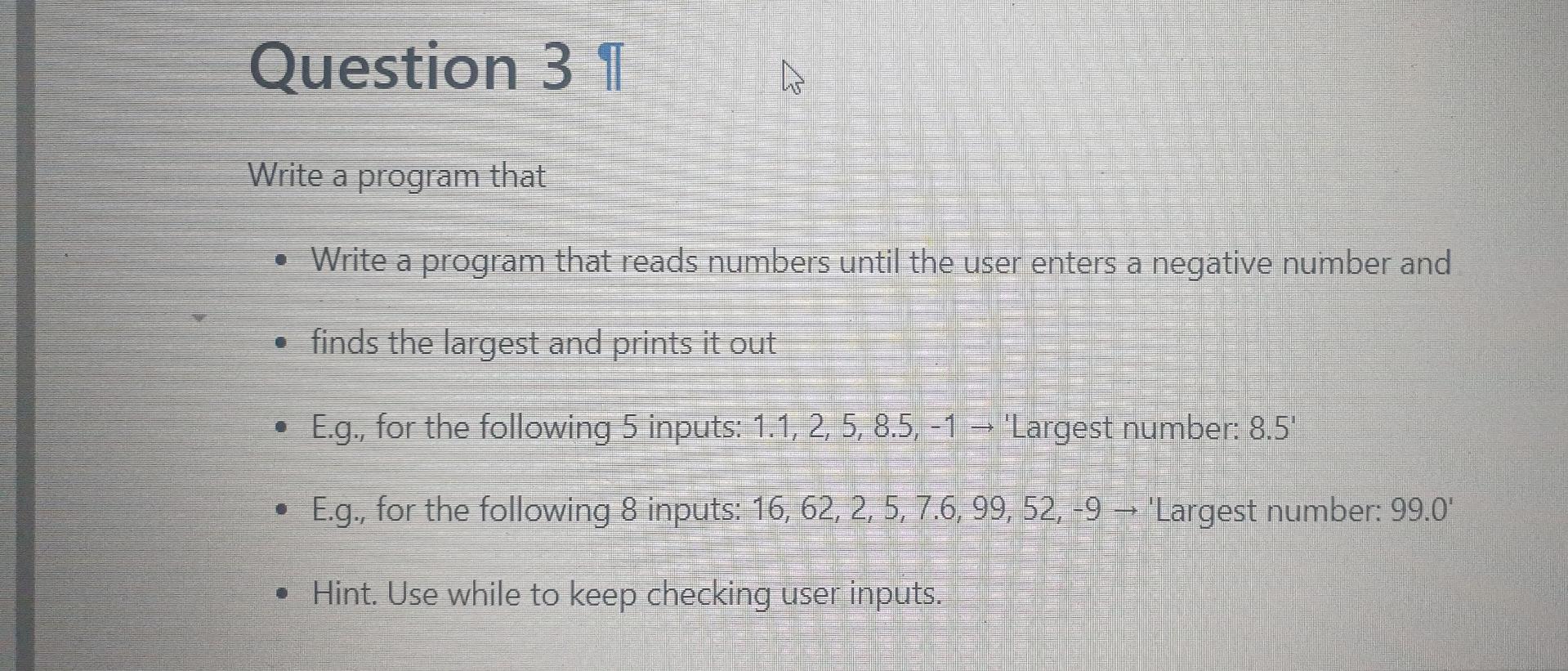 introduction to python Question 3 1 Write a program that Write