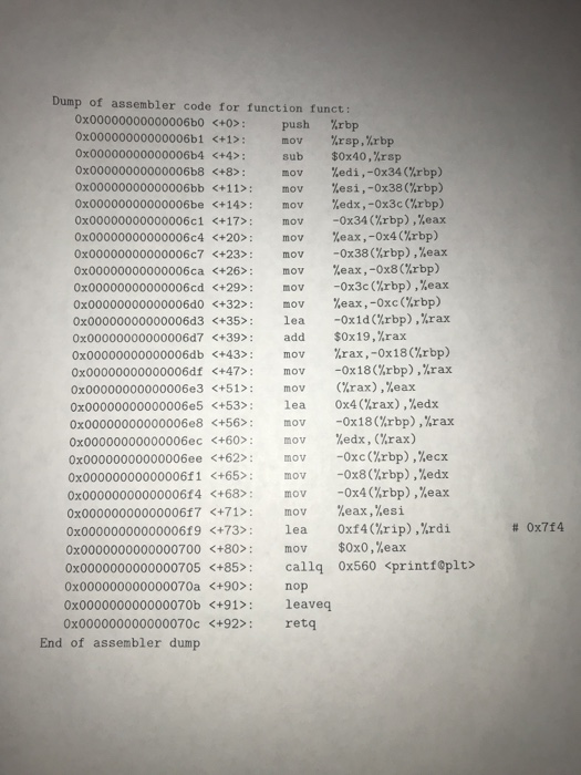 a program which is known, fcall18.c, and map the stack on the