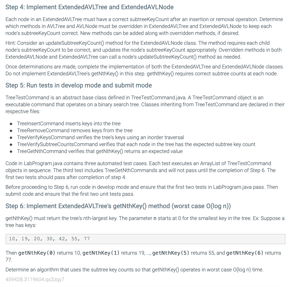 and ExtendedAVLTree.java Step 1: Inspect the BSTNode.java and BinarySearchTree.java files Inspect the