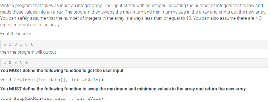  Write a program that takes as input an integer array. The