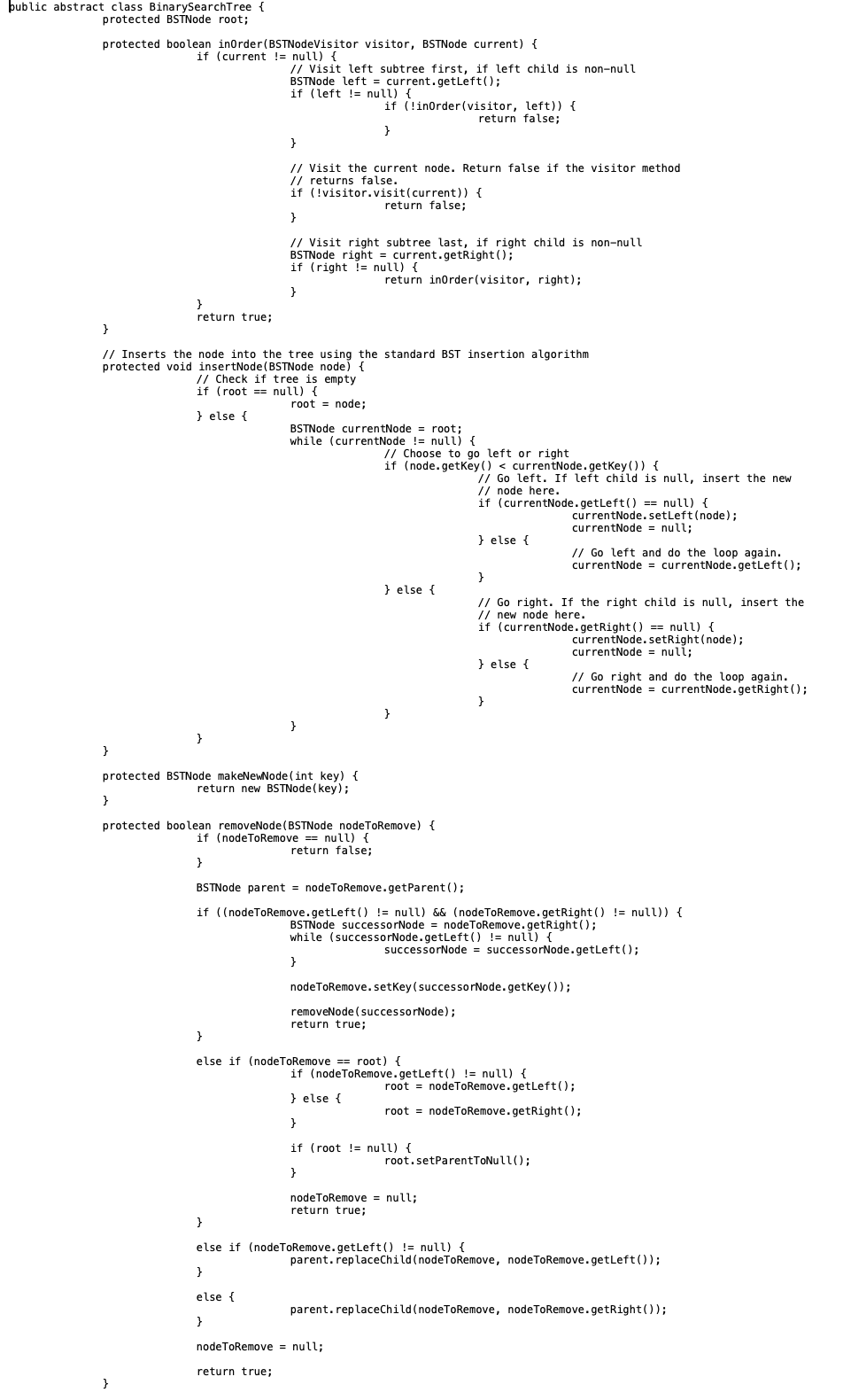 search tree node in BinarySearchTree.java. The getNthKey0 method is the only abstract