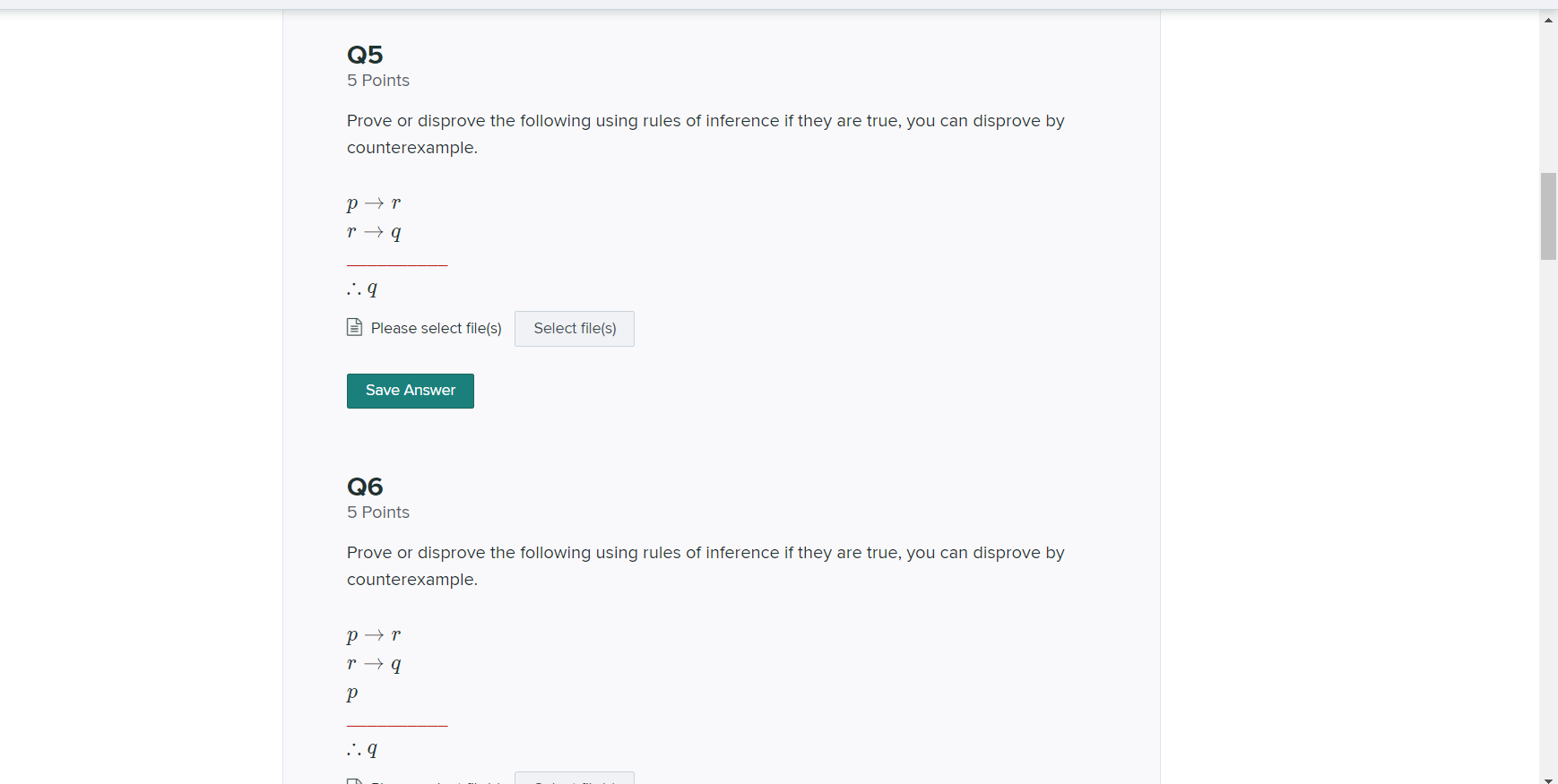 Can someone help me question: 5 & 6 ? Q5 5 Points