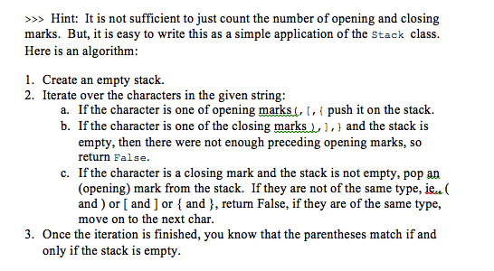 function parenthesesMatch that given a string containing only the characters for parentheses,