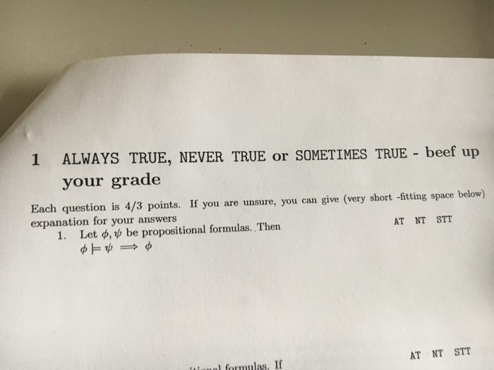  ALWAYS TRUE, NEVER TRUE or SOMETIMES TRUE - beef up your