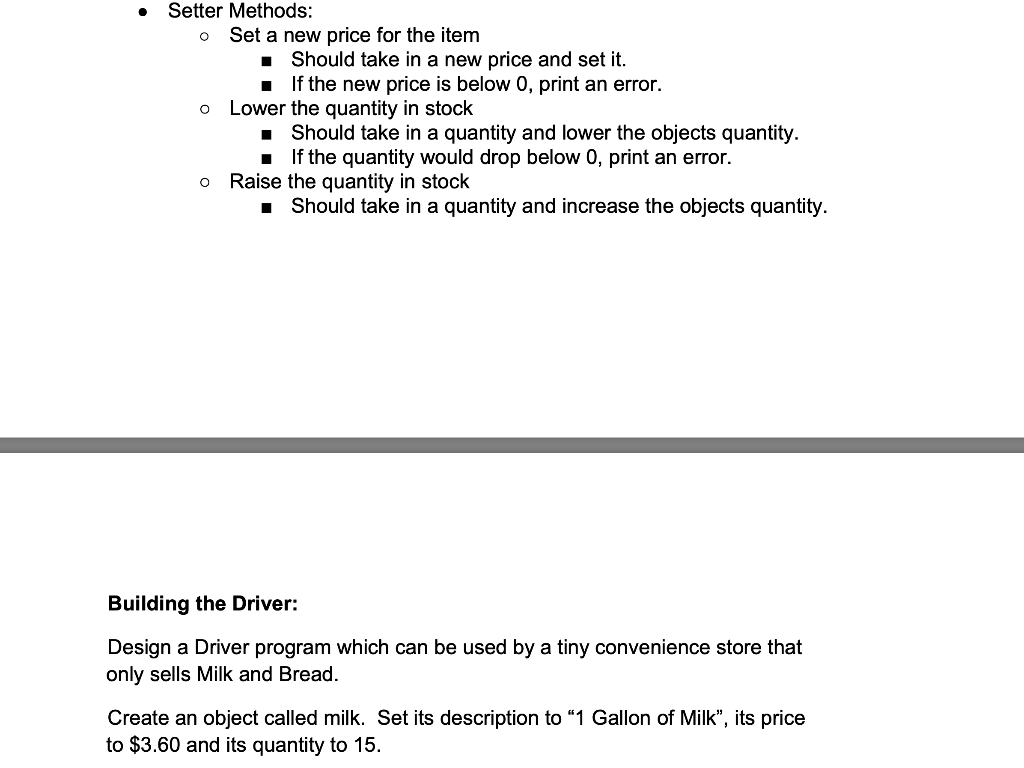 Java please, thank you. Concept Summary: 1. Class design 2. Encapsulation, modularity