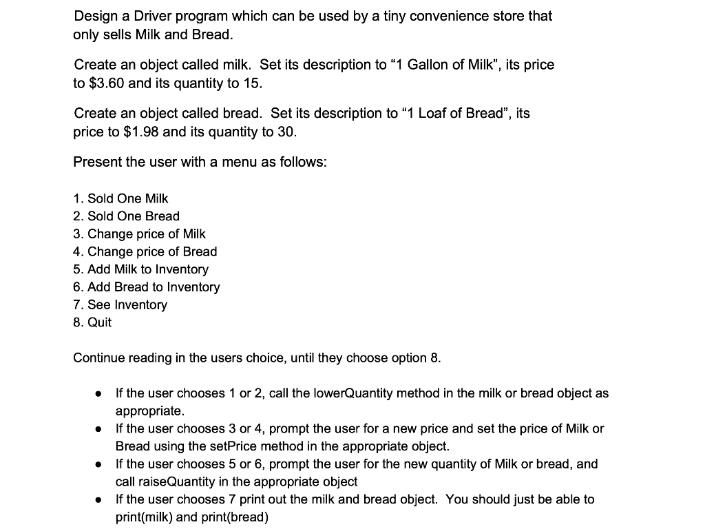 and reusability Build the StockItem Class: Design and implement a class named