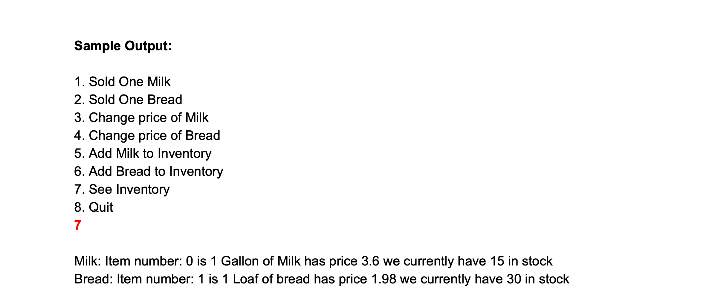 StockItem that can be used to keep track of items in stock