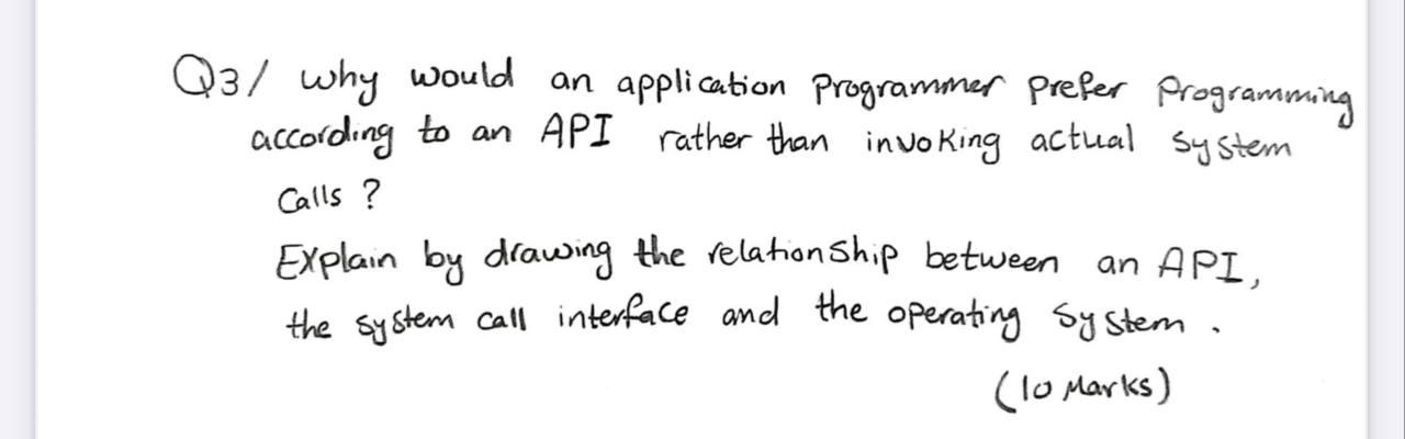  Q3/ why would an application programmer prefer Programming according to an
