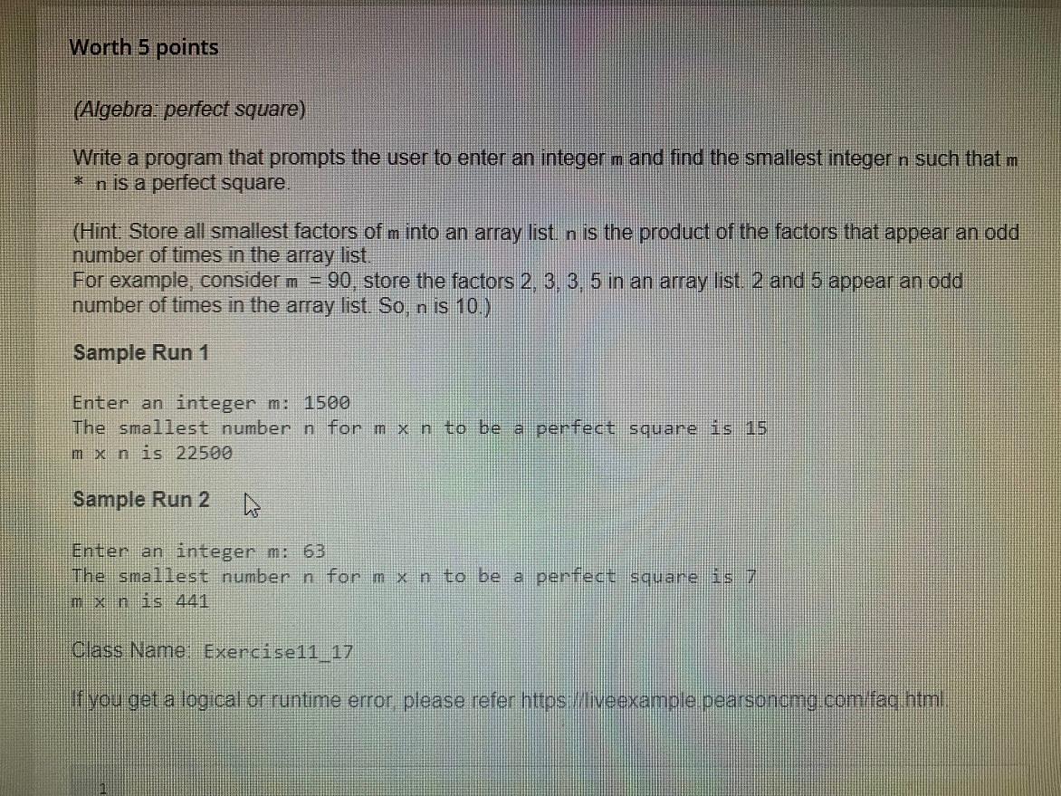 IN JAVA PLEASE INCLUDE 2 SAMPLE RUNS TY Worth 5 points (Algebra: