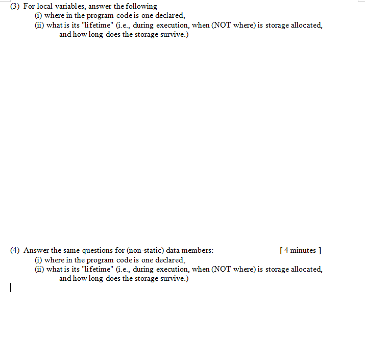  These two are Java problems. (3) For local variables, answer the