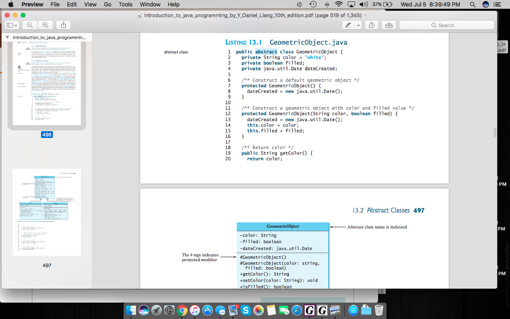 public abstract class GeometricObject { 2 private String color = "white"; 3