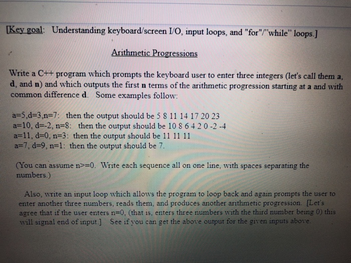  [Key goal: Understanding keyboard/screen I/O, input loops, and "for/'while" loops.] Arithmetic