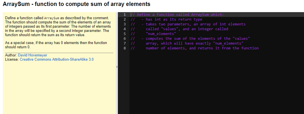 Could use some help programinng this in C please. ArraySum function to