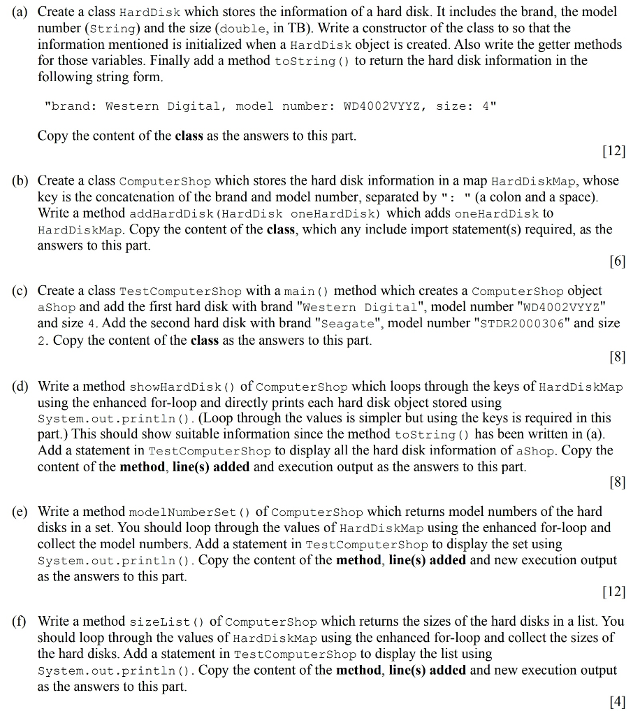 Java Question Display following output: brand: Seagate, model number : STDR2000306, size
