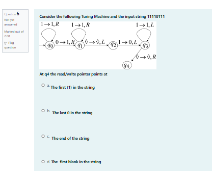 Consider the following Turing Machine and the input string 11110111 1,R