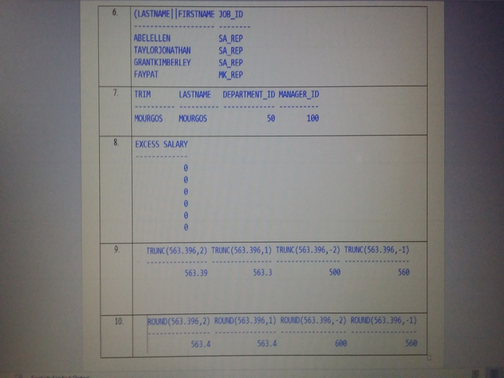 command line) Based on the given table: Employees table as shown below,